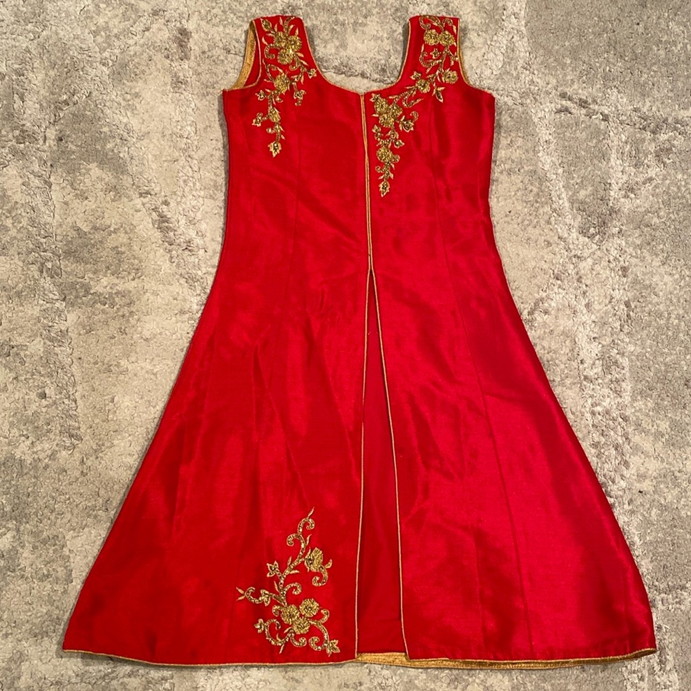 Red and golden Indian ethnic wear for girl (10 -11 years)
